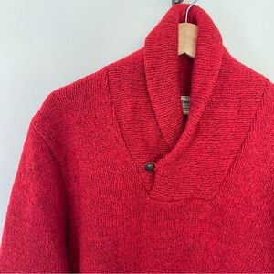 VTG L.L. Bean Men's Wool Blend Shawl Collar Pullover Sweater Red Size L